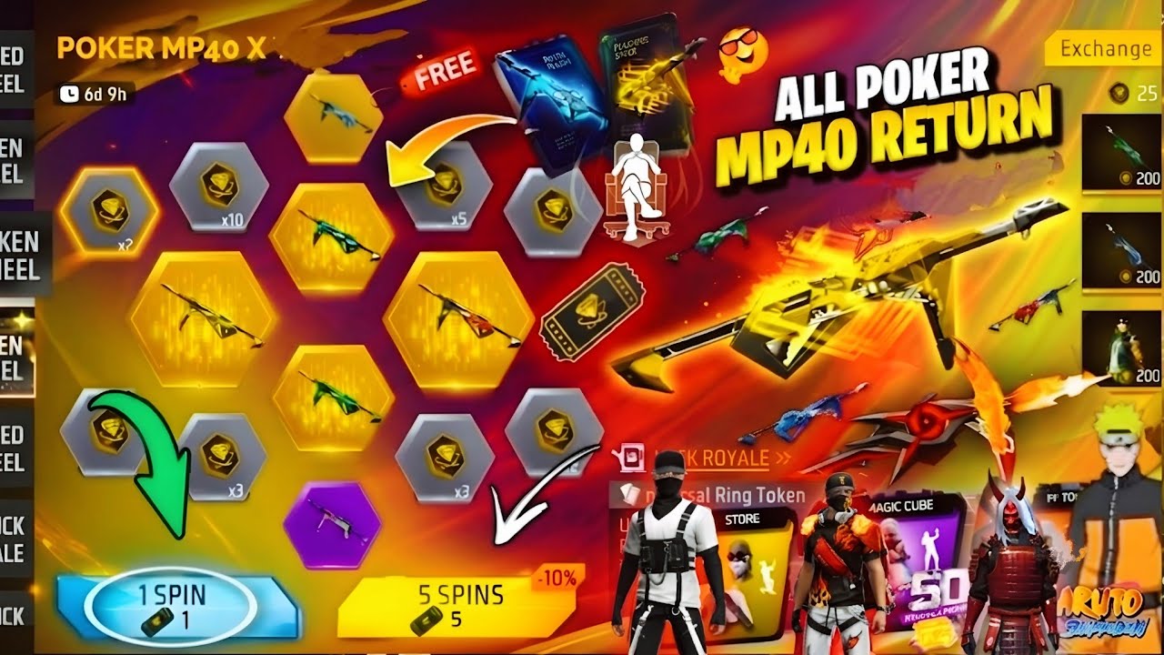 Poker Mp40 Return Confirm Uchiha Legacy Mp40💥🤯| Next Ring Zombie Samurai Returnl Free Fire New Event