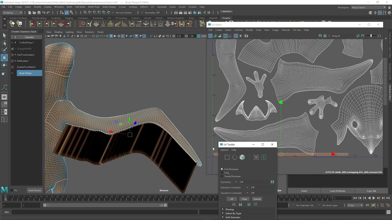 Ornatrix Maya: Placing Wing Feathers