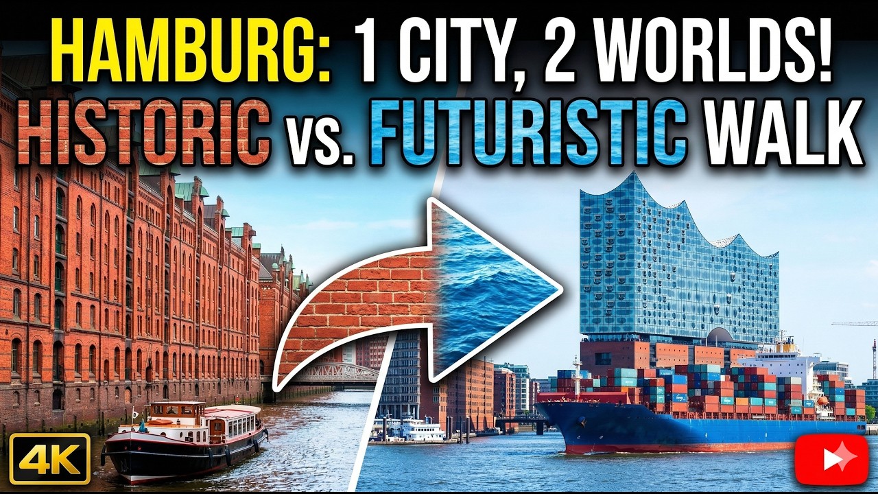 Exploring Germany's Modern Waterfront: Hamburg HafenCity & Pier Walk - 4K UHD