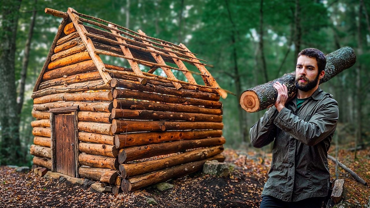 Constru&iacute; un REFUGIO DE TRONCOS en el BOSQUE (Proceso Completo)