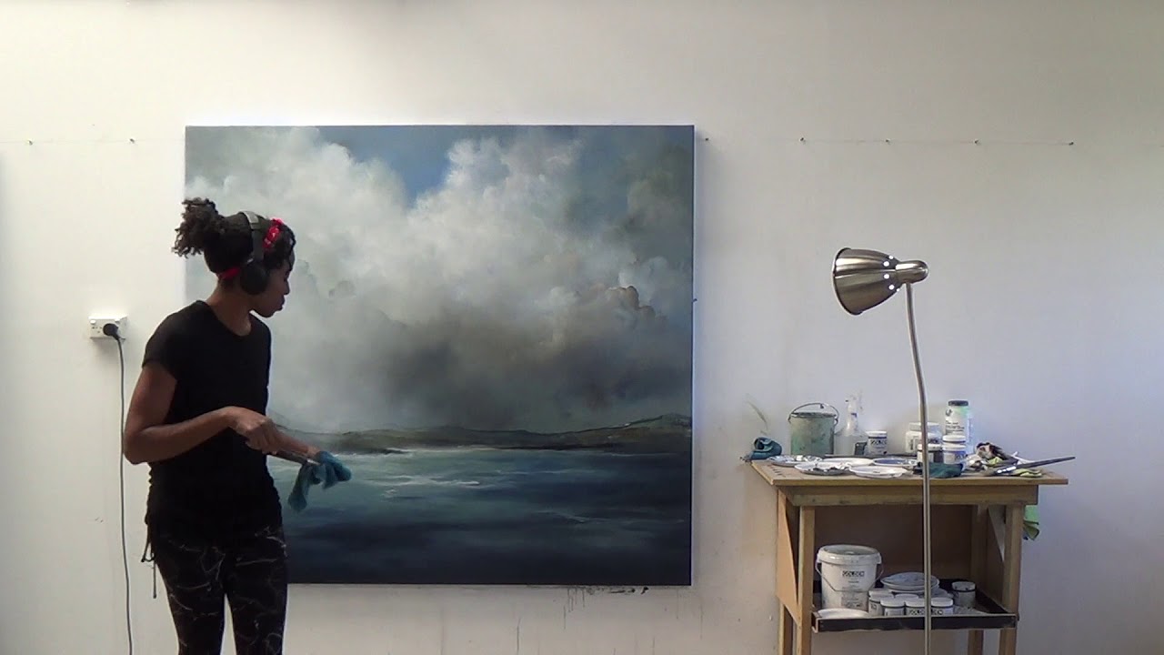 Artist Melanie McCollin-Walker painting Adrift