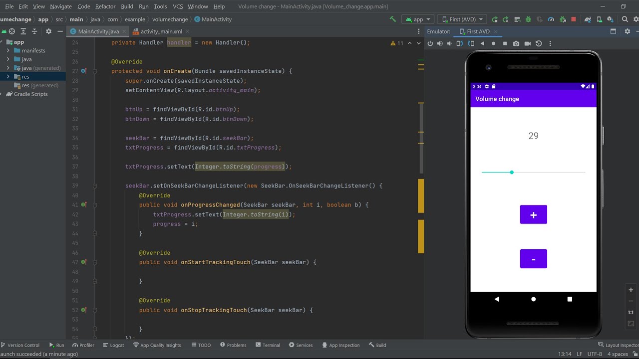 Automatic volume change app in android | Handler and Runnable when button is pressed and held down.