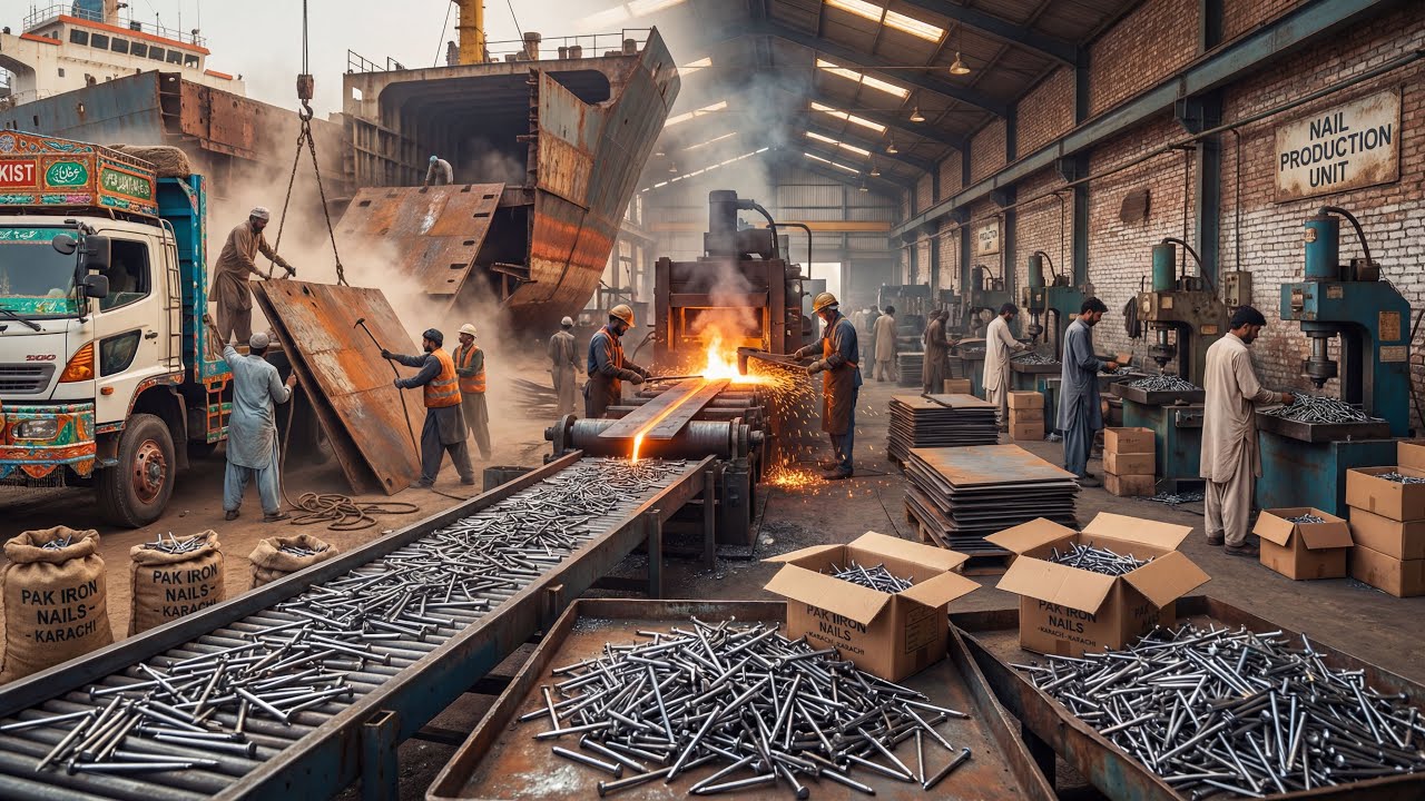 How Ship Plates Become Millions of Nails | Recycling Process of old Ship Plates into Nails 