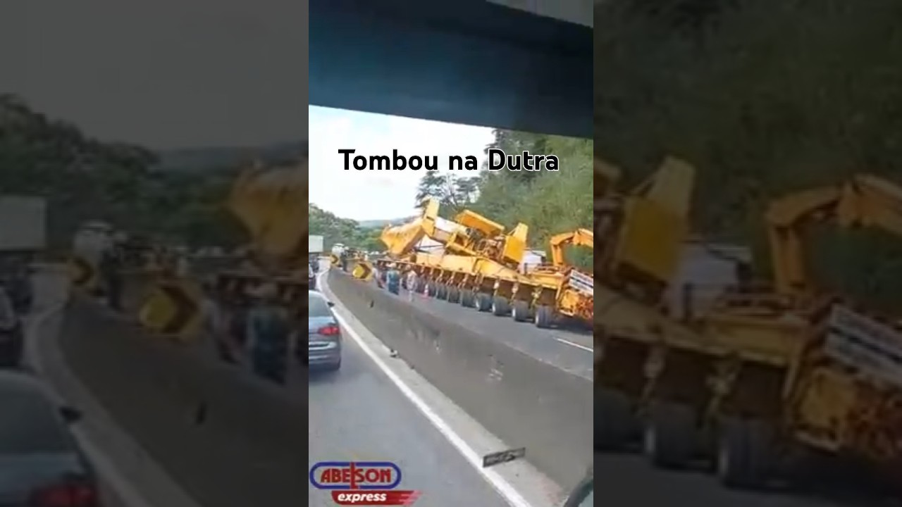A Carreta de Carga Excedente Cont&iacute;nua Tombada na Dutra.