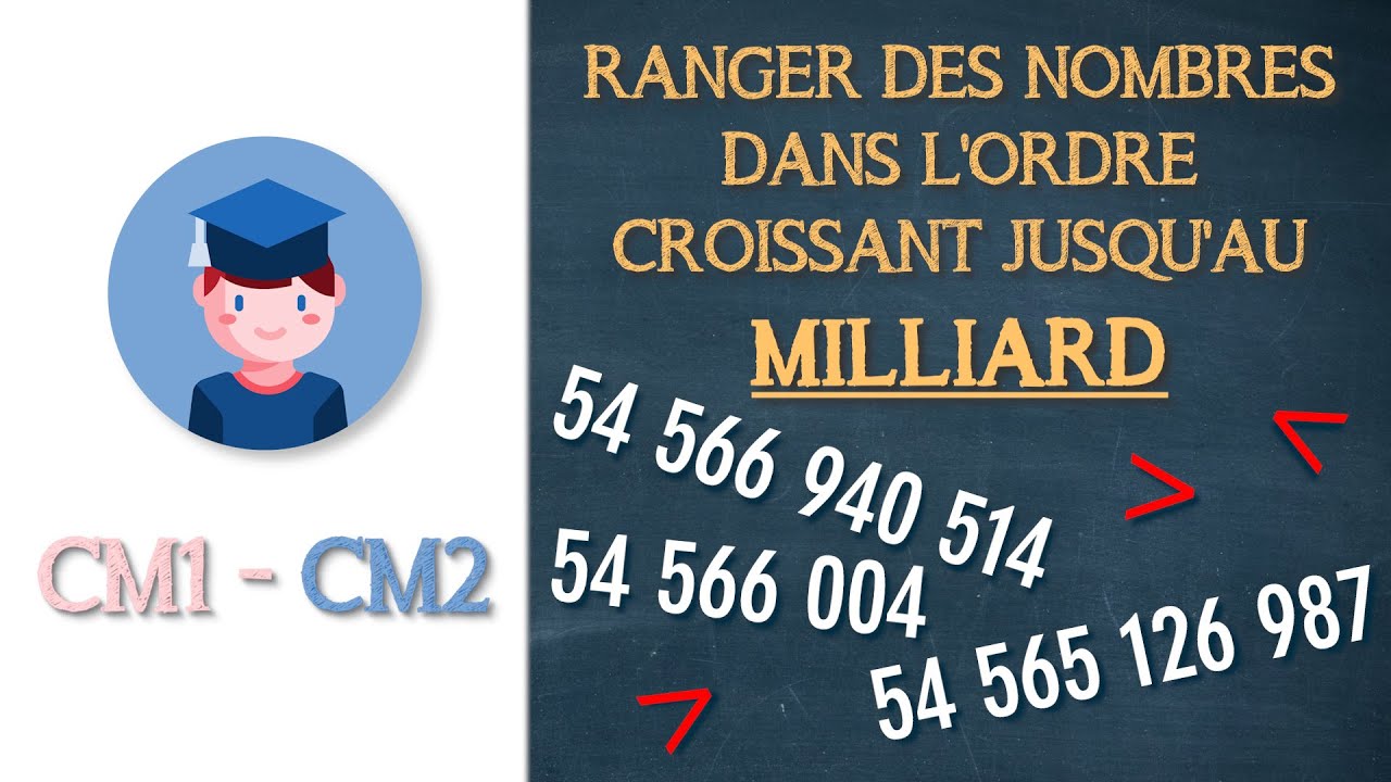 Comparer et ranger des nombres dans l'ordre CROISSANT jusqu'au milliard - CM1 CM2 - Petits Savants