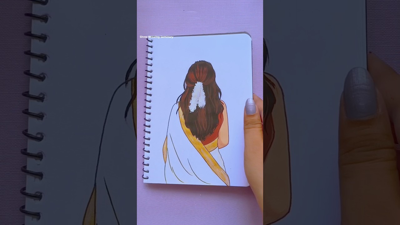 Indian Girl Dress up 🍂 #art #drawing #shorts