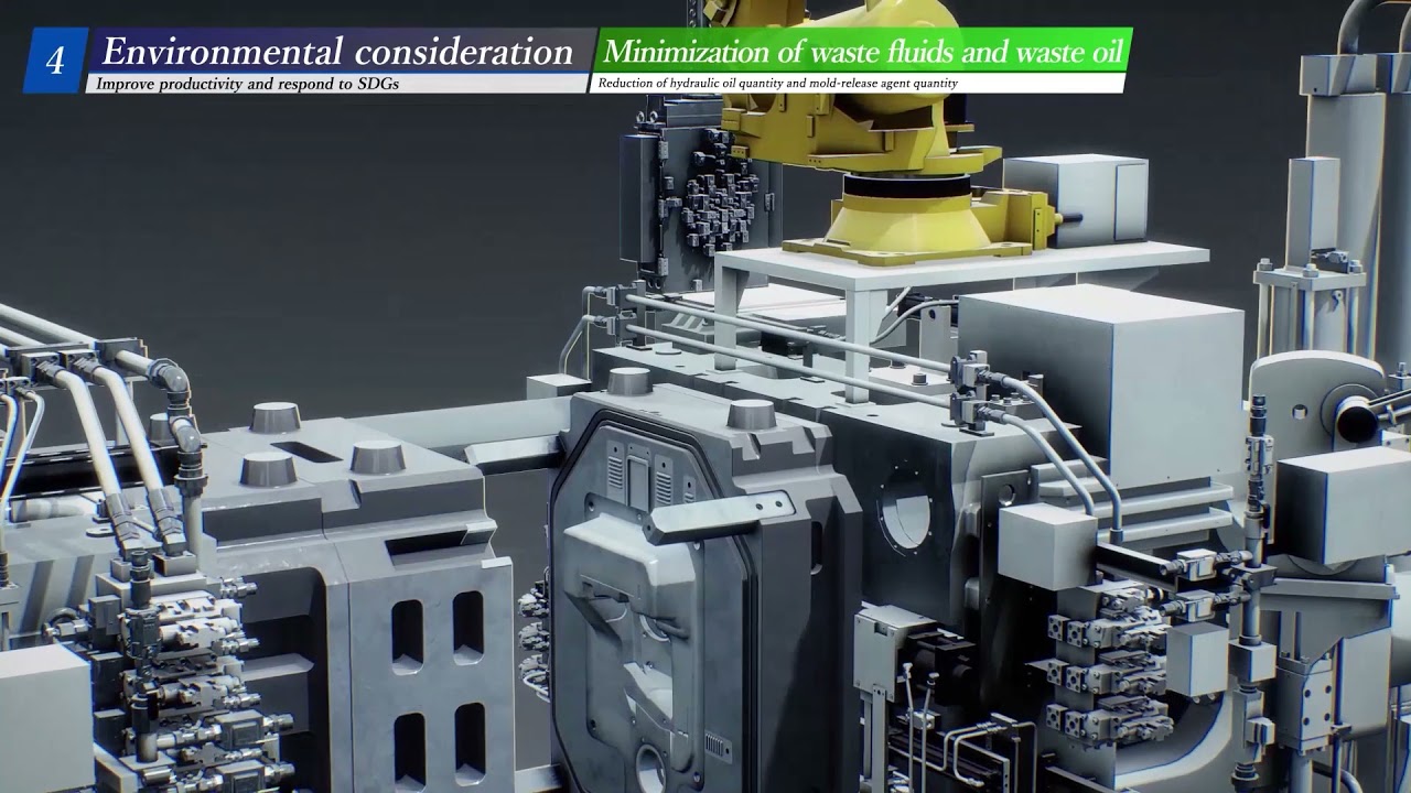 Introduction to DC1100/1300R-E die-casting machine for electric mold-clamping machines.　(narration)