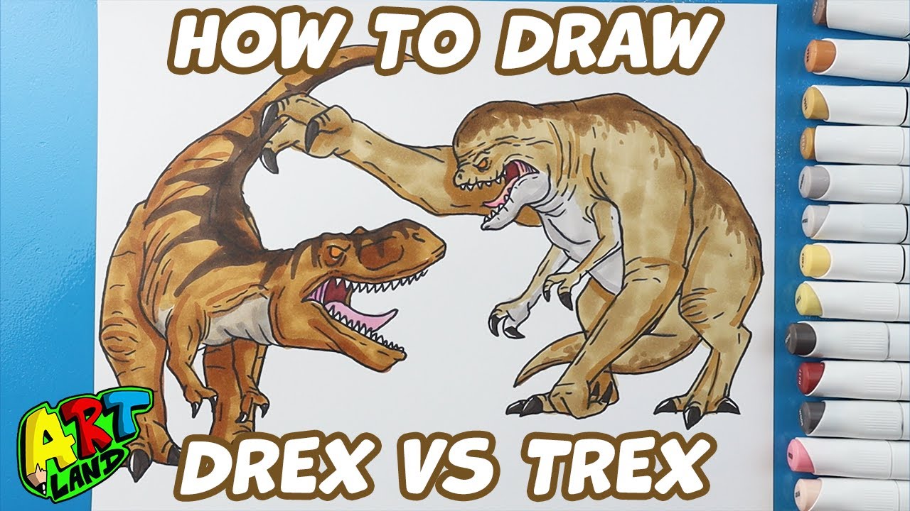How to Draw the D Rex vs T Rex | Jurassic World: Rebirth