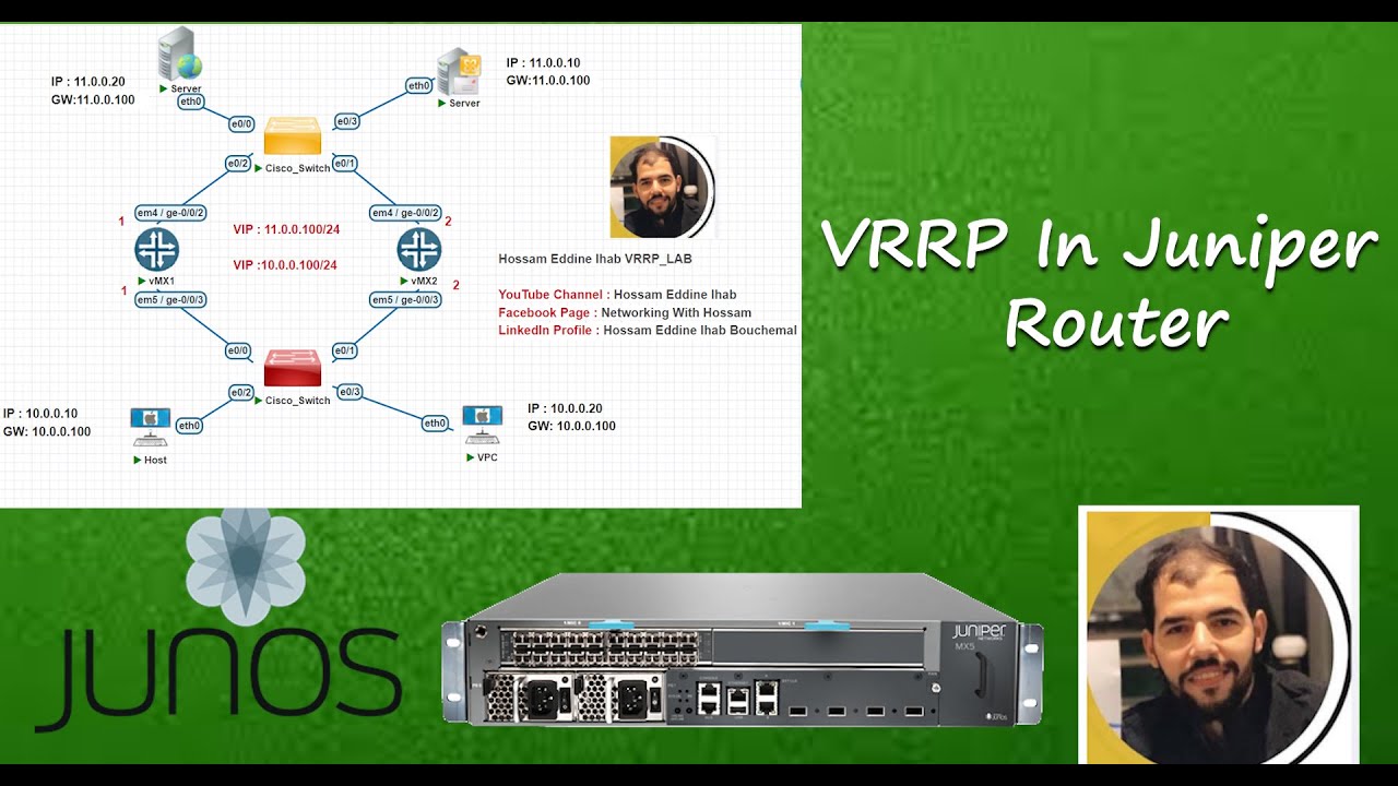 Как настроить протокол #VRRP (Virtual Router Redundancy Protocol) в маршрутизаторе Juniper