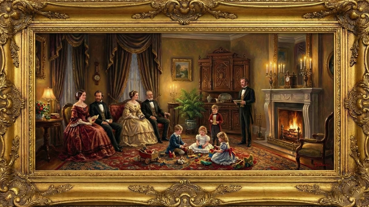 4K Victorian Interior NaturalPainting | Baroque Frame Classical Family Scene