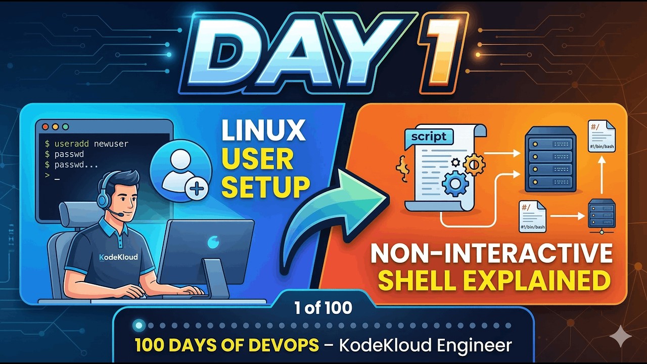 Day 1: Linux User Setup & Non-Interactive Shell Explained | 100 Days of DevOps – KodeKloud Engineer