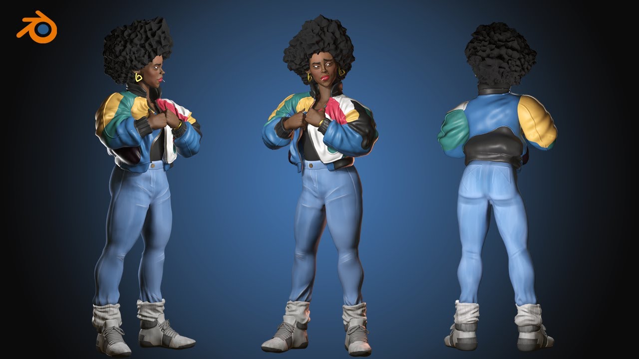 Sculpting Character Concepts from Pinterest using Blender - 80s Afro Queen (Episode 5)