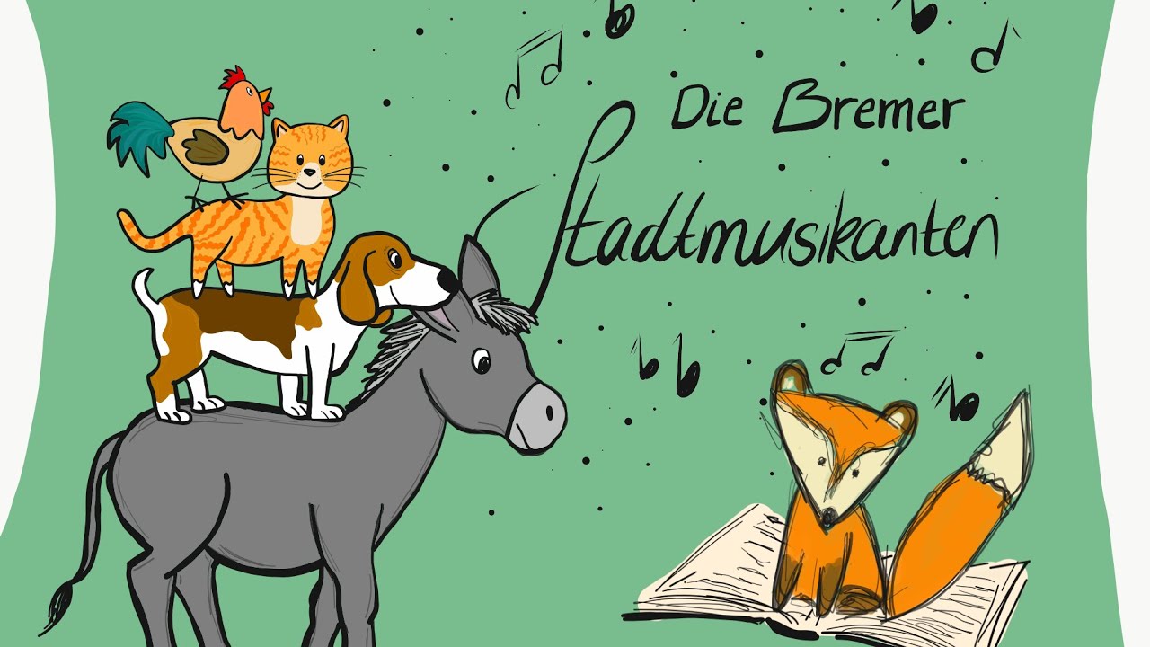 Die Bremer Stadtmusikanten - Märchen für Kinder ♬ Brüder Grimm ♬  Hörbuch mit Illustrationen
