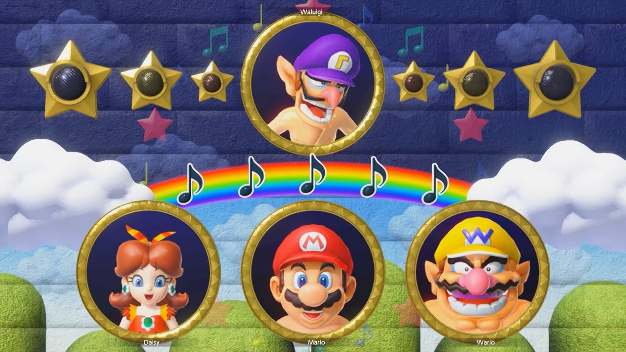 Mario Party Superstars Minigames Daisy vs Mario vs Wario vs Waluigi