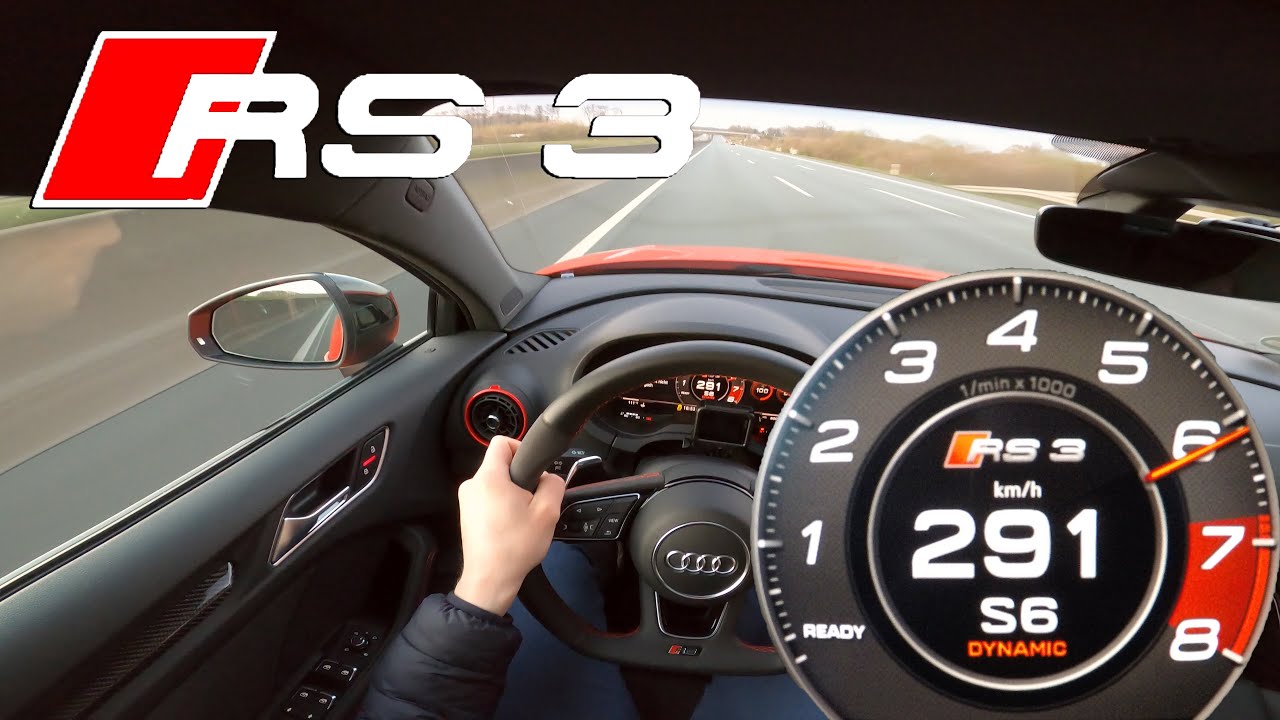 AUDI RS3 Launch Control 0-291km/h Vmax & Sound !