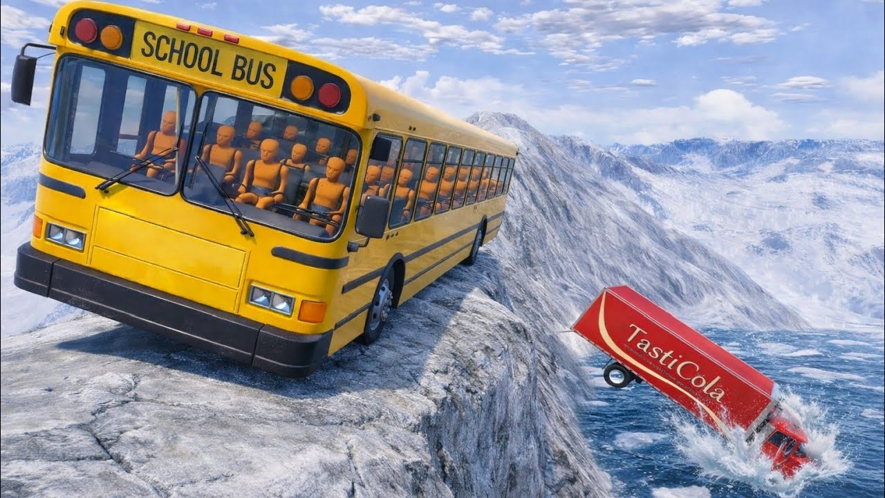 School Bus on Dangerous Mountain Road  | BeamNG.drive | Ep #105