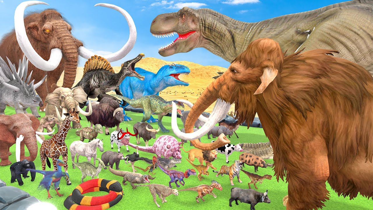 The Ultimate Battle 44 Wild Animals vs T-rex Dinosaur Mammoth Death Run Animal Revolt Battle Simulat