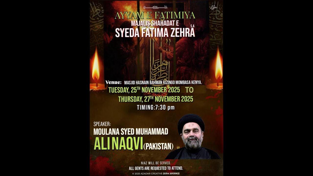 Ayyam Al-Fatimiyyah (SA) Majalis | Third Majlis Al-Aza by Mawlana Syed Muhammad Ali Naqvi Sahib
