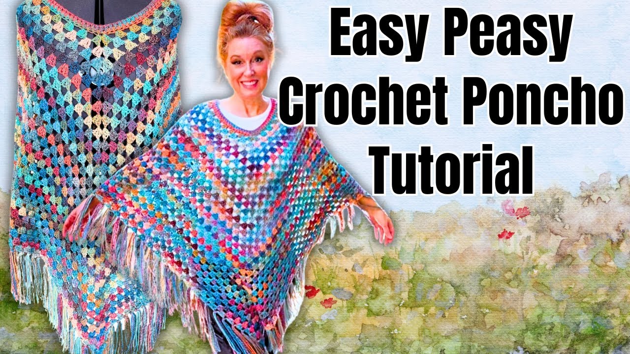 Easy simple crochet poncho tutorial- beginner friendly crochet poncho size inclusive 🧶 easy pattern