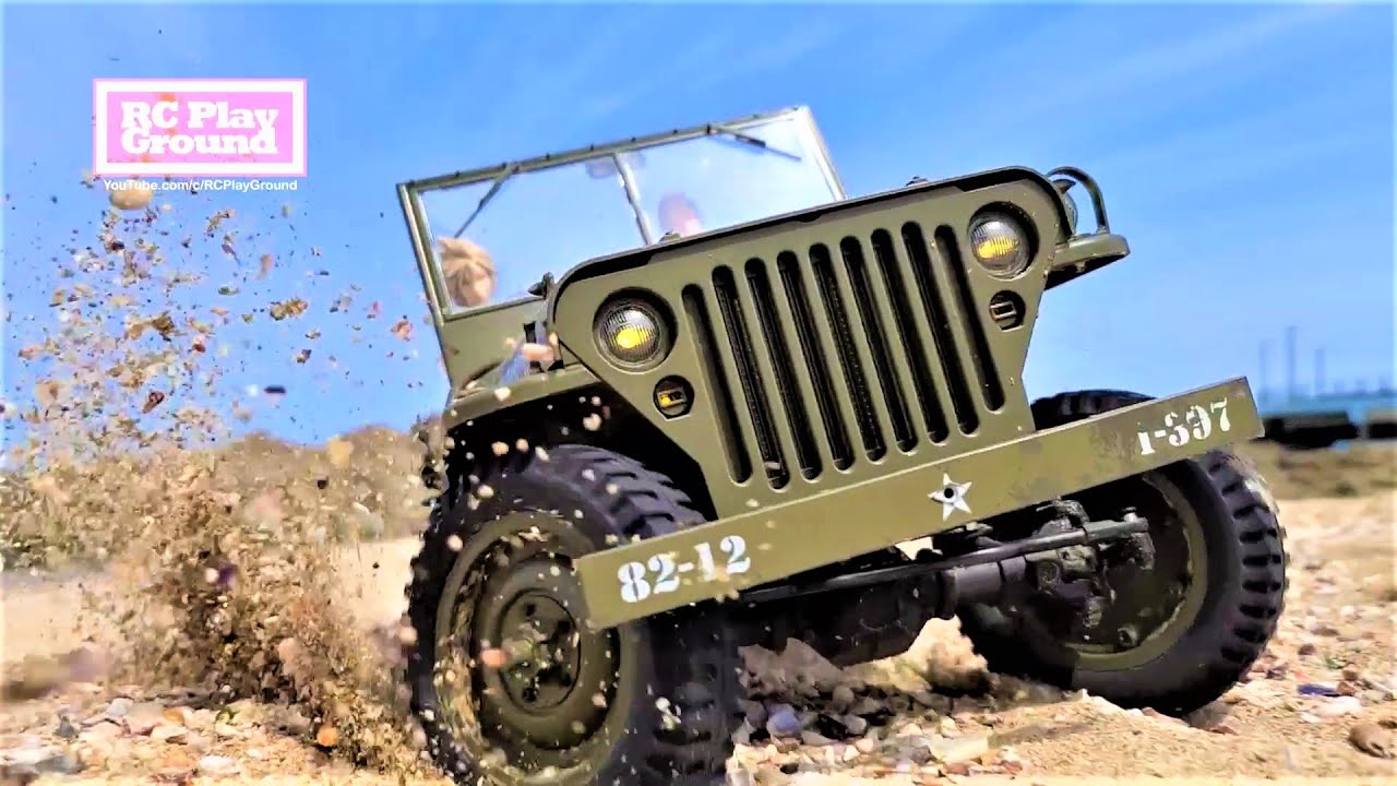 RC Car 1/6 Willys Jeep ROC Hobby 1941 MB Scaler Sand Beach Bash Action