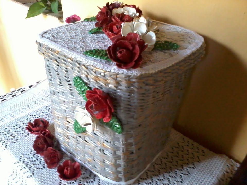 Cestería de papel. Combinación de tejido indiano con tejido cuerda. DIY