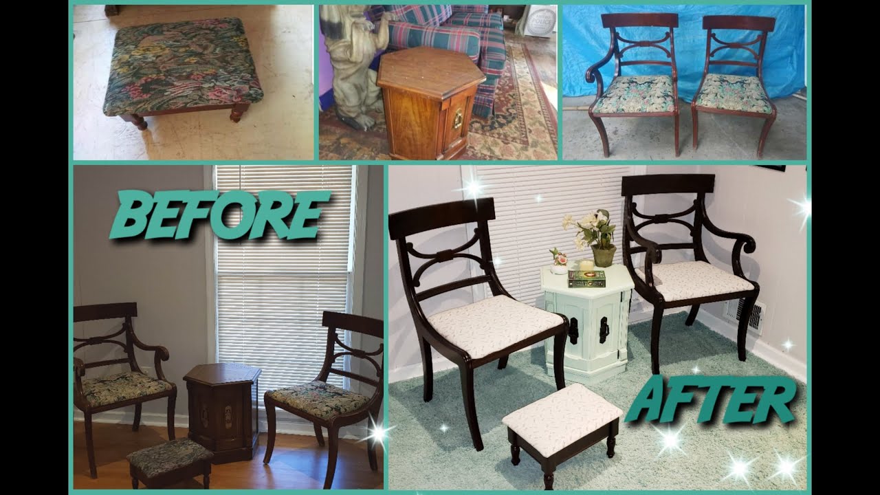 DIY HOW TO REUPHOLSTER CHAIRS NO SEW ||NOVICE FURNITURE TRANSFORMATION TRASH TO TREASURE UNDER $20