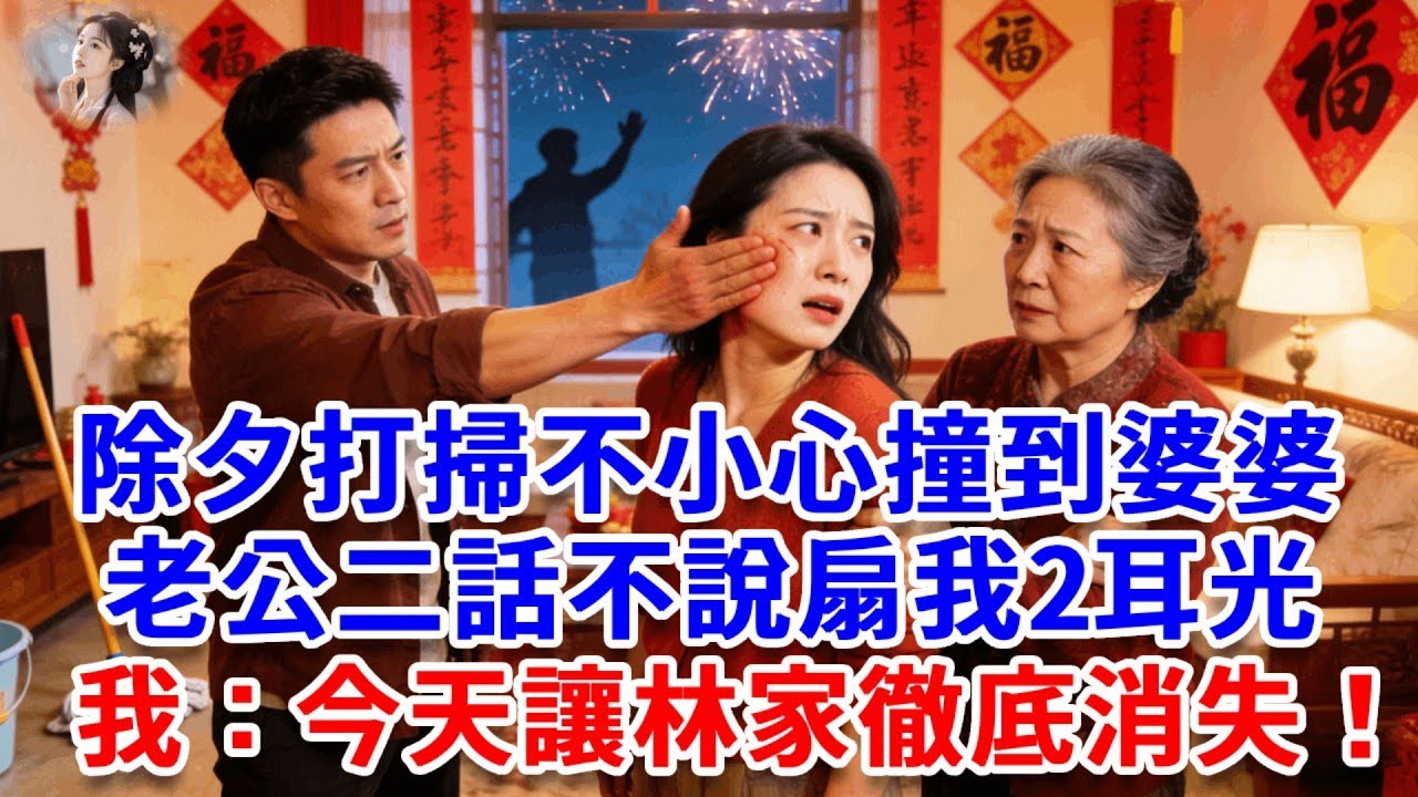 除夕打掃衛生不小心撞到婆婆，老公二話不說扇我2耳光：不長眼的東西 滾！我沒鬧 撥通加密電話：爸，讓三哥帶人過來！今天讓林家徹底消失！#詩涵講故事#為人處世#生活經驗#情感故事#晚年哲理#說故事#完