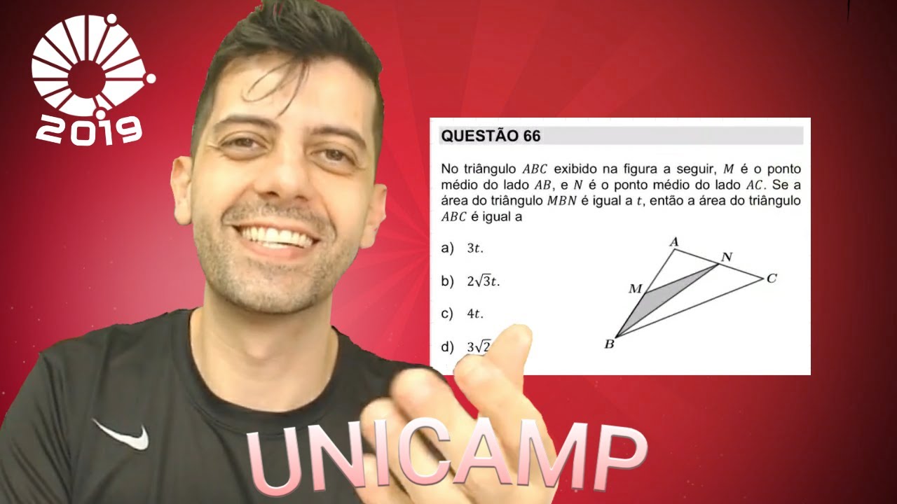 UNICAMP 2019 - Q66 Mat - No triângulo 𝐴BC exibido na figura a seguir, 𝑀 é o ponto