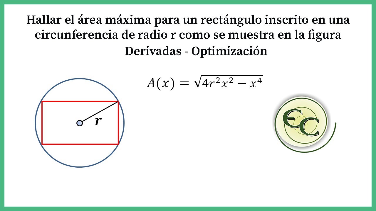 Optimizacion-area maxima rectangulo inscrito en una circunferencial