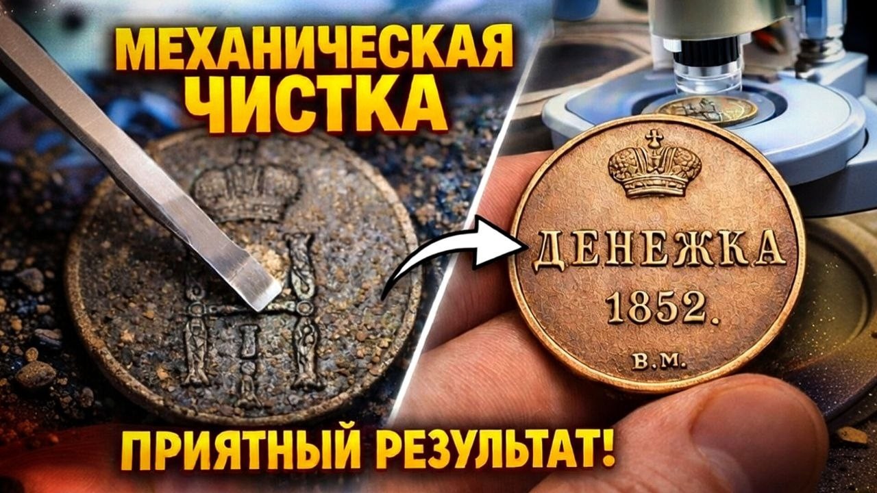 УБИТАЯ МОНЕТА - ИДЕАЛ! Механическая чистка под микроскопом!