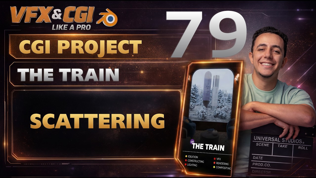 079 - The Train Project ( Scattering ) - VFX like A Pro Course Blender🔥| الحلقة 79