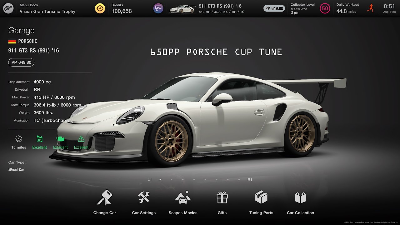 [Gran Turismo 7] 911 GT3 RS991'16 GT3 swap 650pp Porsche cup tune