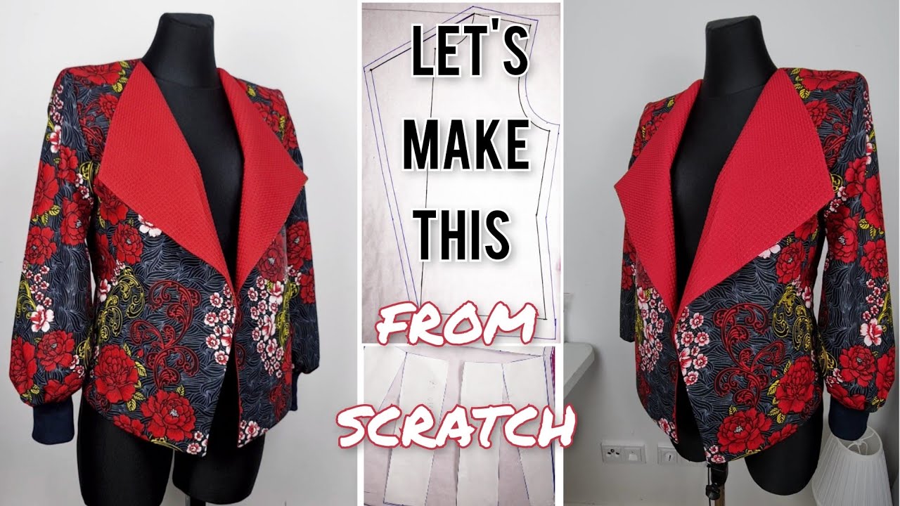 How to make a Waterfall Blazer Jacket || Pattern Drafting and Sewing Tutorial || DIY || Beginners