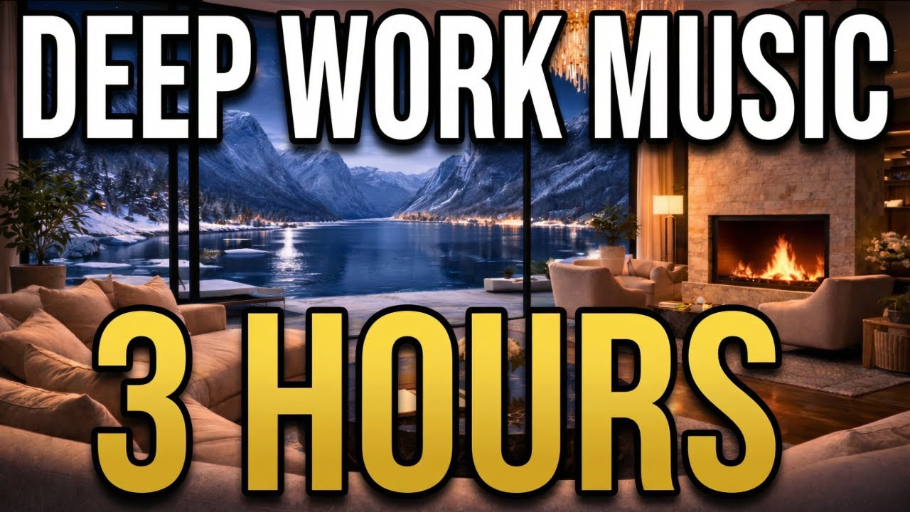 Winter Fireplace Ambience - Norwegian Fjord Night | Study Music For Concentration | 3 Hours ❄️