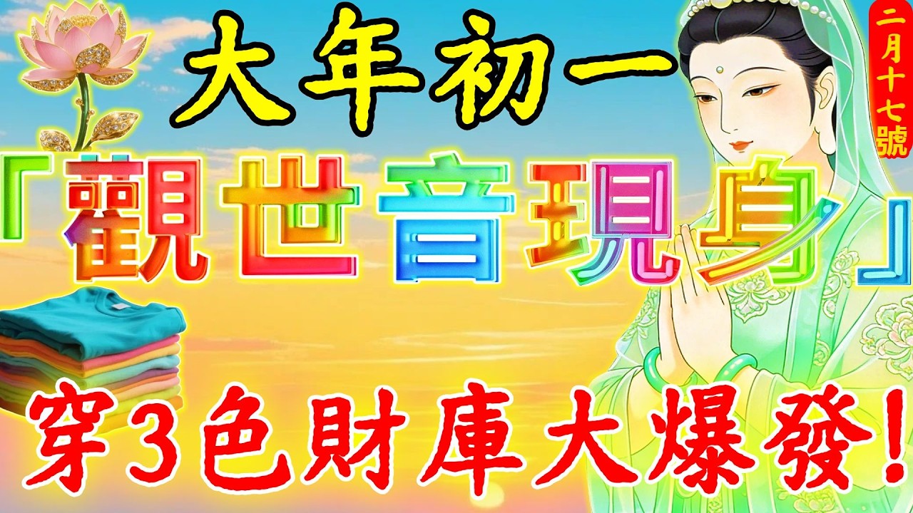 “觀音下凡，鴻運當頭”！2 月 17 號，大年初壹，「觀世音降凡」，“金匮納財日”來襲！當天穿上這3色衣服，保妳第二天就有橫財降臨，財運一整年發發發！#佛陀#佛學#佛教#禪修#佛法