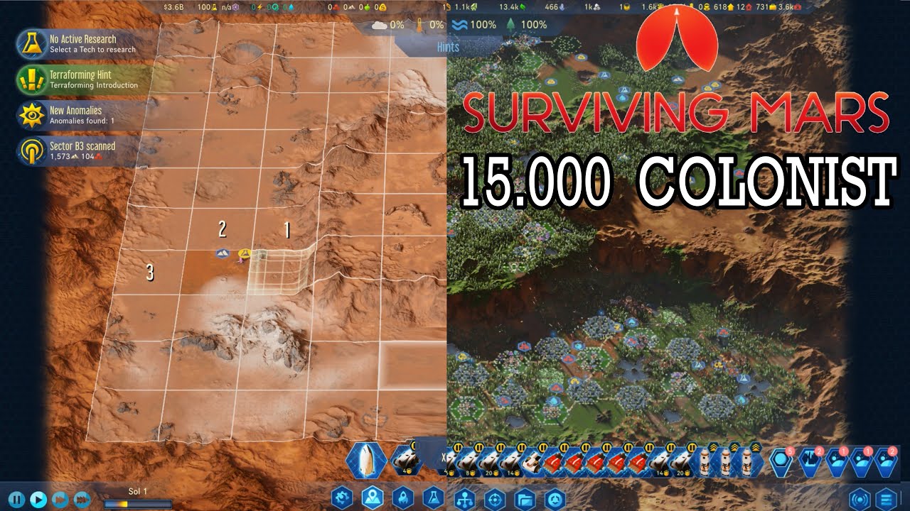 Surviving Mars Below and Beyond Biggest Colony (15.000 Colonist) Fully Terraformed