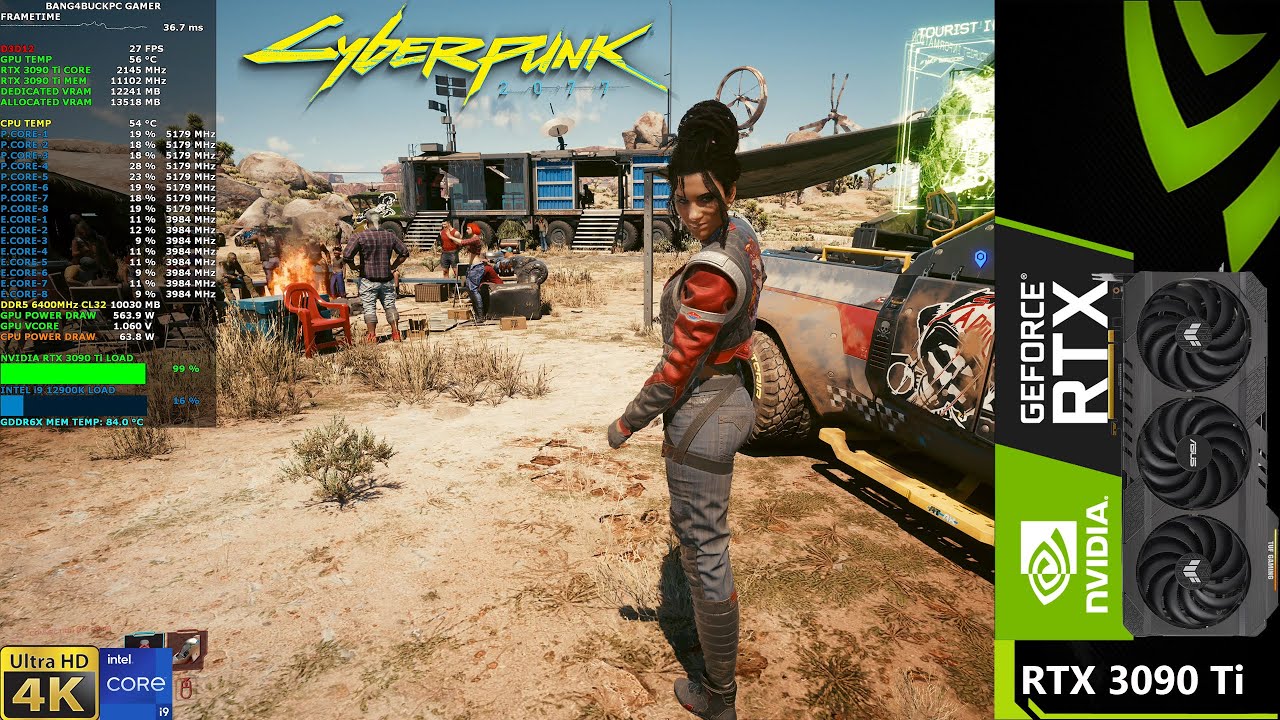 Cyberpunk 2077 Psycho Ray Tracing Native 4K | RTX 3090 Ti | i9 12900K 5.2GHz