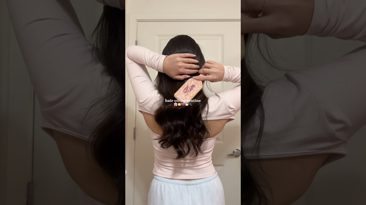 my weekly hair oiling routine🌸🍯 #haircare #hairoil #hair #asmrsounds #selfcare #gisou #beauty #fyp