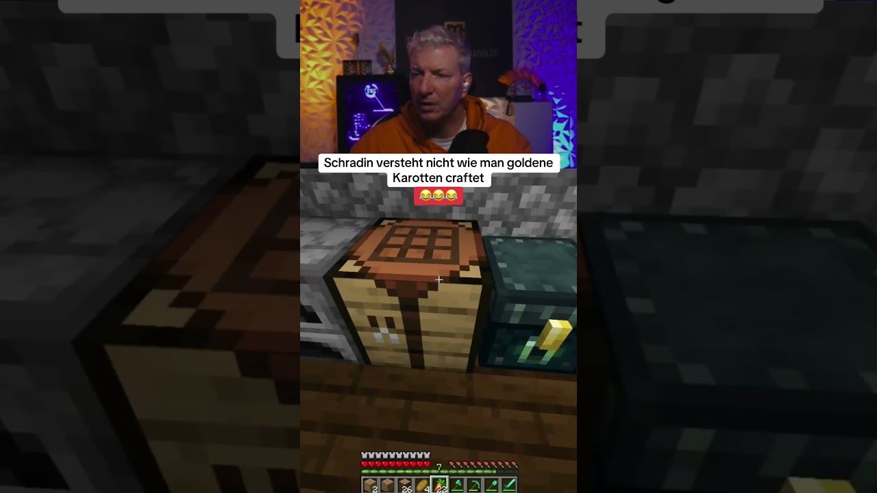 Schradin Versteht nicht wie man goldene Karotten Craftet 😂😂😂#minecraft #minecraftmemes #twitch