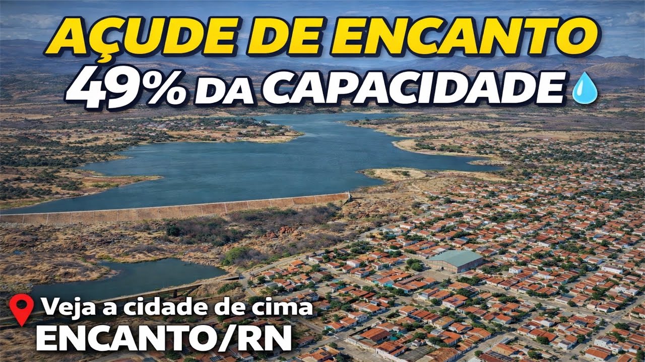 CONHEÇA O AÇUDE DE ENCANTO/RN, E A CIDADE VISTO DE CIMA, VEJA COMO TA O NÍVEL DA ÁGUA DO AÇUDE.