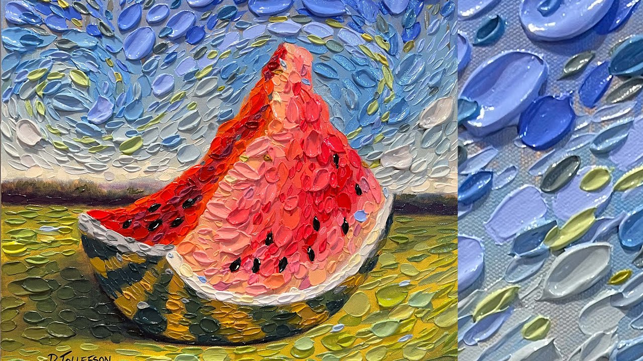 Creating Texture: Using Spoons & Knives for Impasto Techniques Watermelon Acrylic Painting Demo