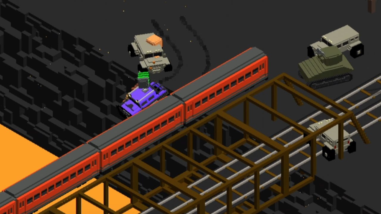 Smashy Road Wanted Glitch-Train off tracks!