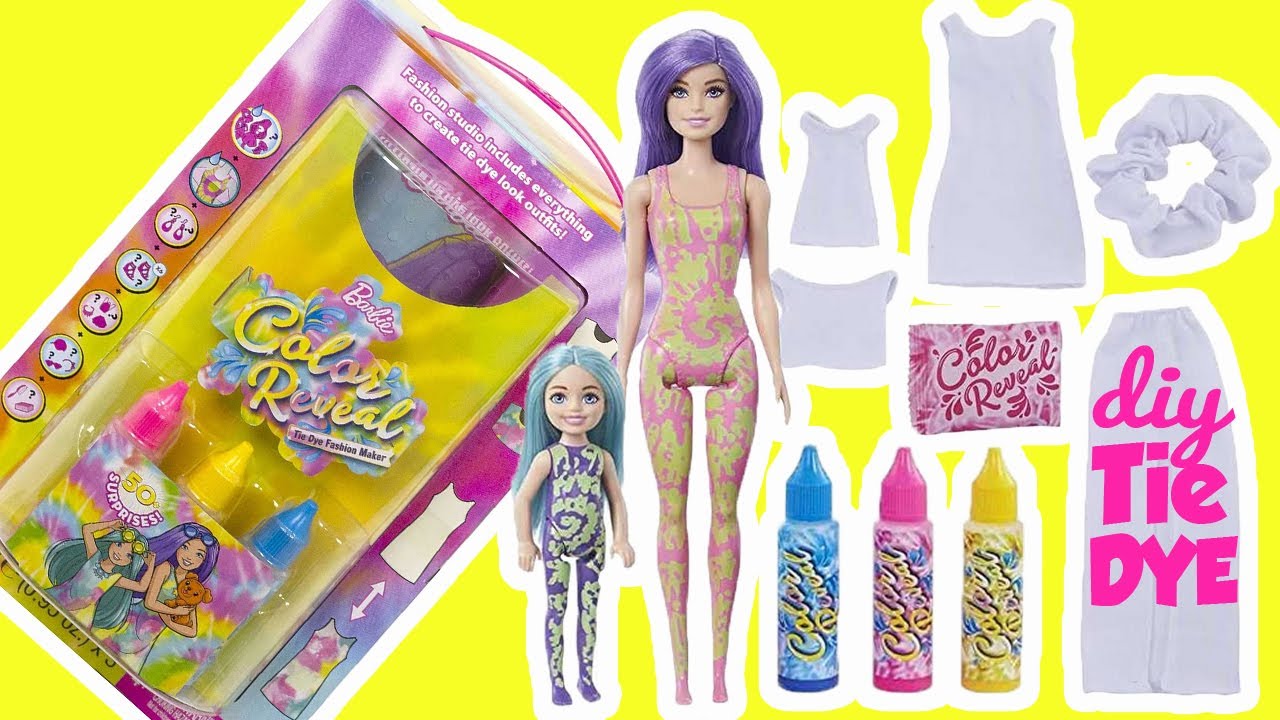 Barbie Color Reveal DIY Tie Dye Fashion Maker with Dolls