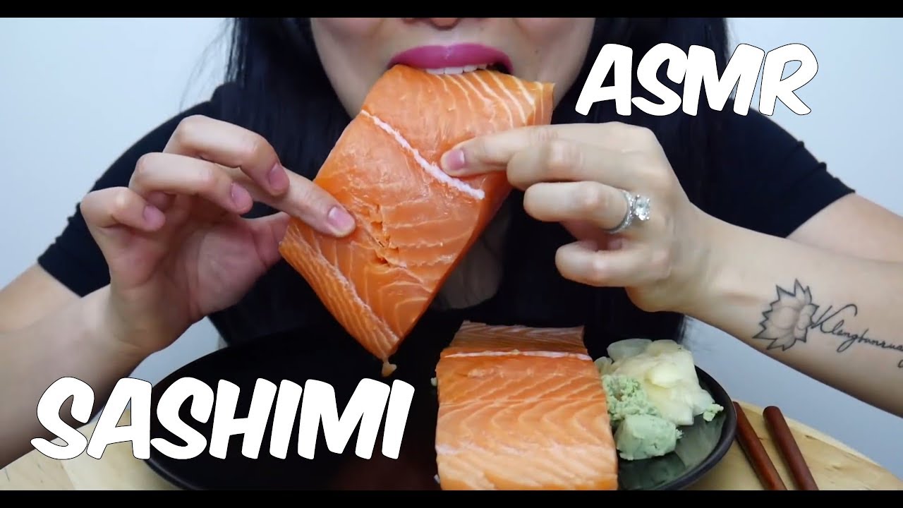 ASMR Salmon Sashimi (EXTREME SAVAGE EATING) Whole Big Slice NO TALKING | SAS-ASMR