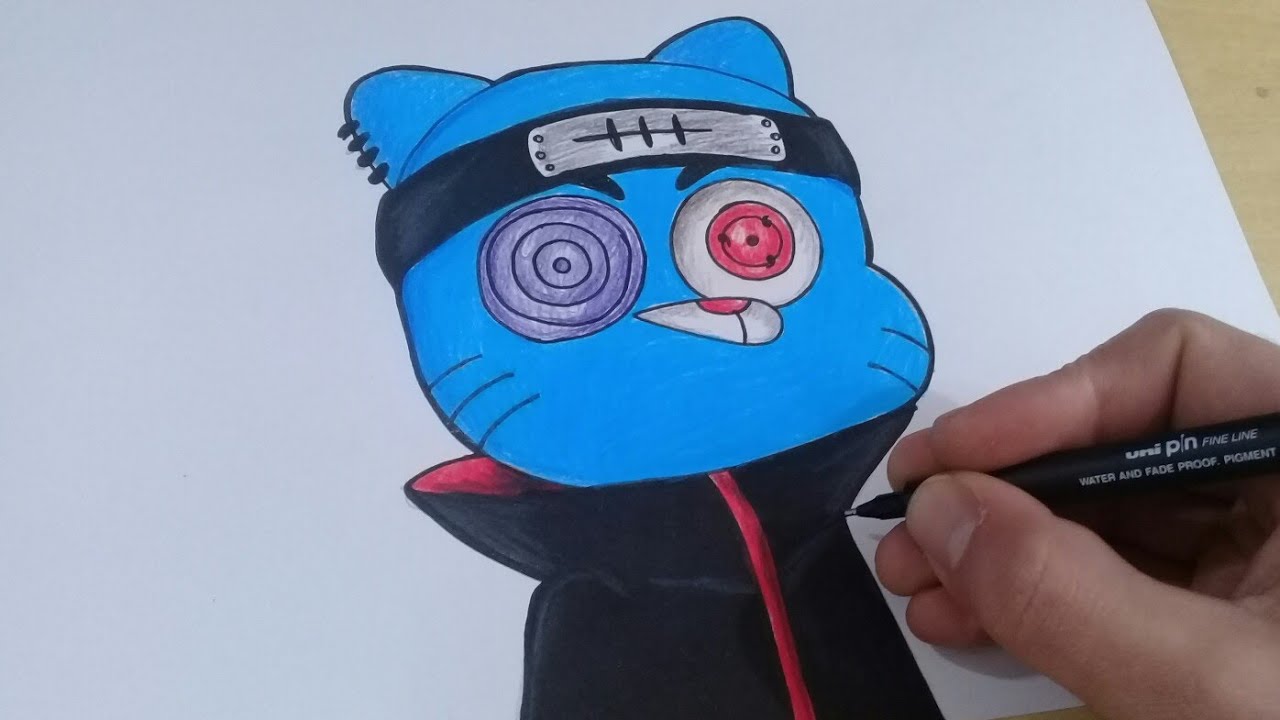 COMO DESENHAR o GUMBALL da AKATSUKI passo a passo