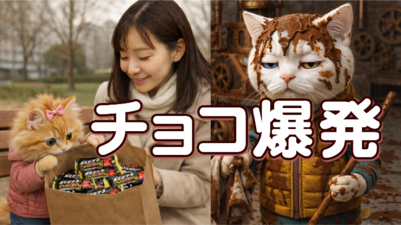 【AI猫×癒し】チョコ作ったら研究所が爆発しました｜もふもふ村のバレンタイン