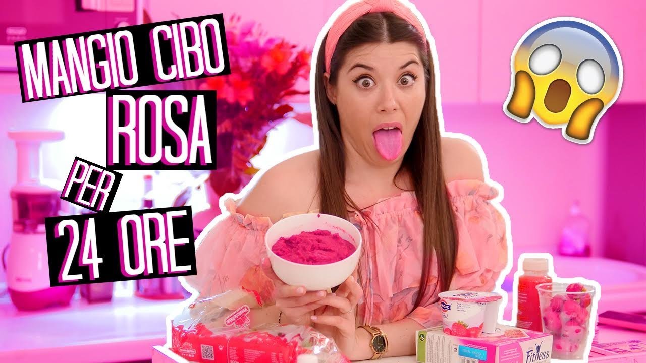 MANGIO CIBO ROSA PER 24 ORE 😱 EATING ONLY PINK FOOD FOR 24 HOURS | Adriana Spink
