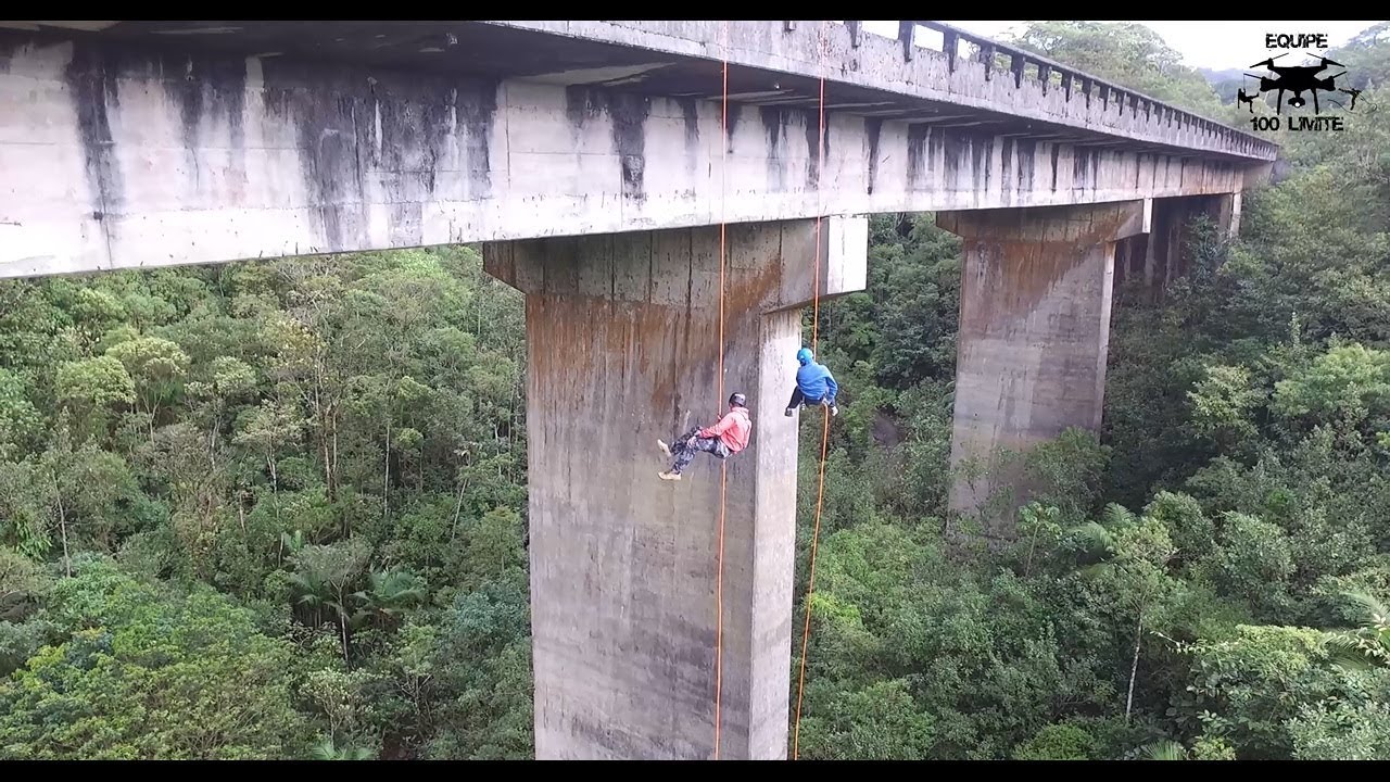 Rapel viaduto abandonado Caraguatatuba - Equipe 100 Limite