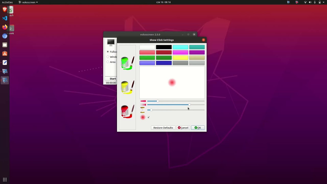 nagrywanie ekranu na Ubuntu - Vokoscreen