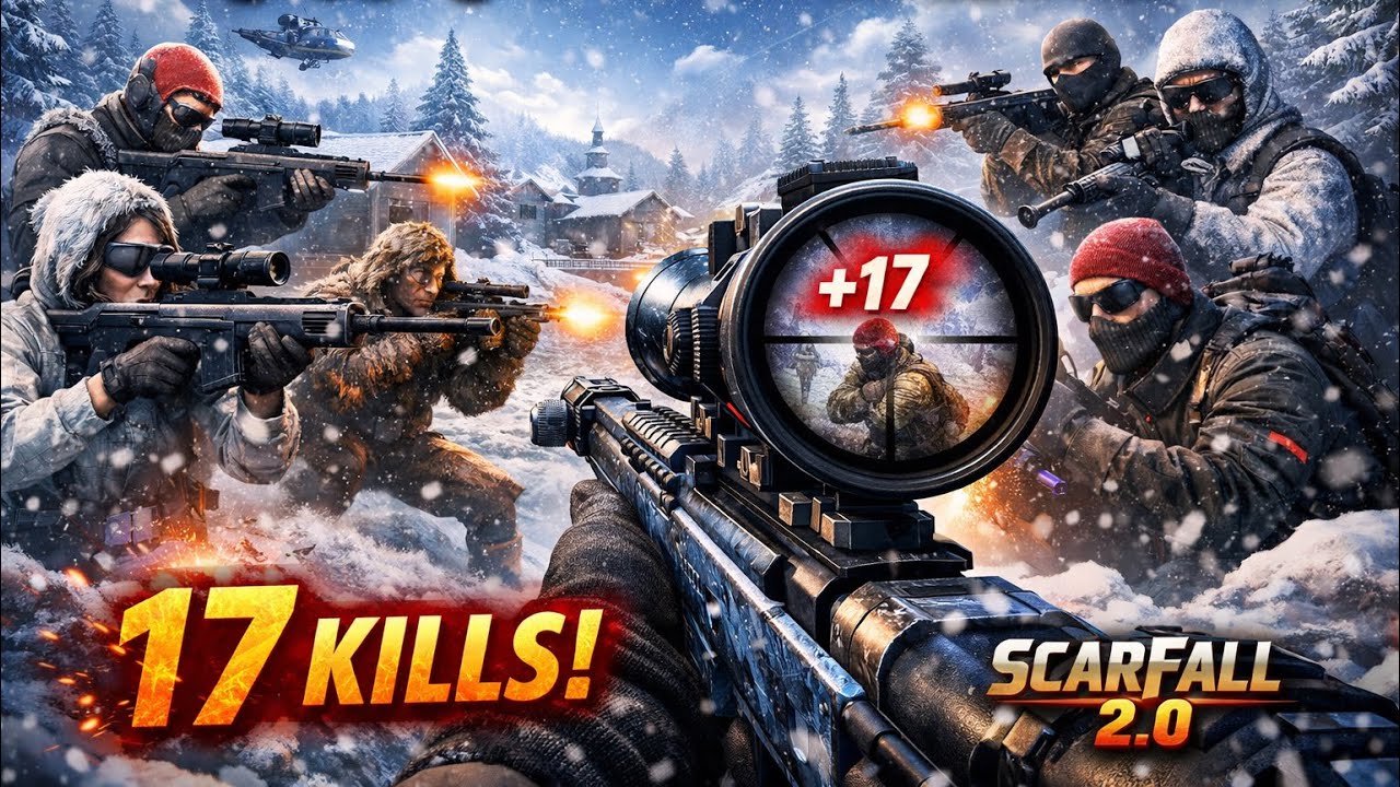 4v4 Snow Fall TDM 😱 17 KILLS with Sniper 🔥 Unstoppable Gameplay | ScarFall 2.0